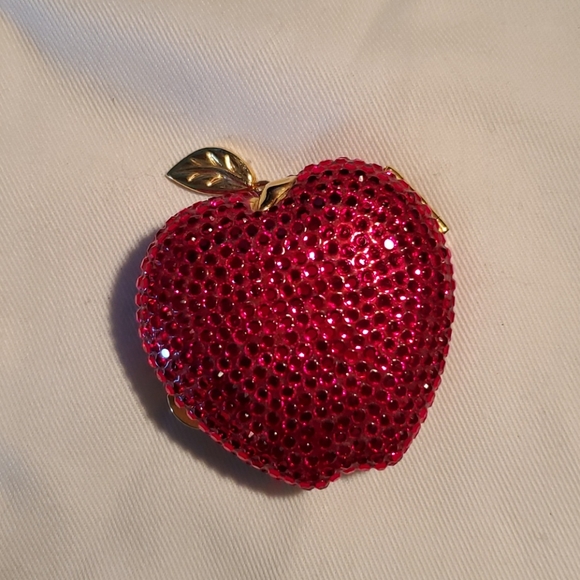 Estee Lauder LADY APPLE Red SWAROVSKI Crystals Gold Collectible Powder {Rare} - Picture 2 of 8